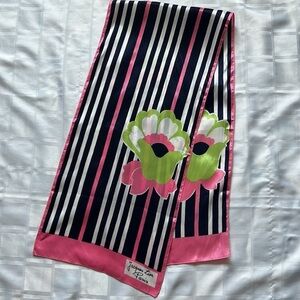 Jacques Lior Paris Vintage Floral Striped Scarf
